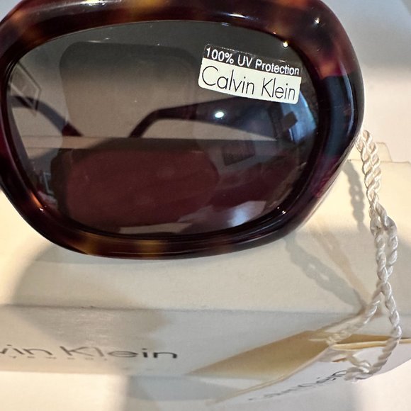New Vintage Calvin Klein Oval Sunglasses in Dark Tortoiseshell (NWT) main image 9